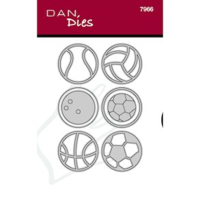 Die/sk�re stencil, Dan-Dies 7966; Sports bolde, volley, tennis, bowling, fodbold, h�ndbold, basket