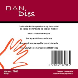 Die/skre stencil, Dan-Dies 7968; Baby ting; barnevogn, sutteflaske, rangle mm.