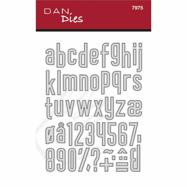 Die/skre stencil, Dan-Dies 7975; Dansk alfabet, sm bogstaver, tal &amp; tegn