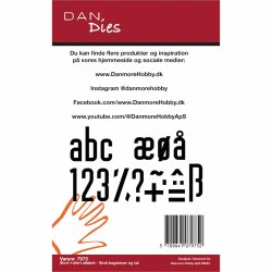 Die/skre stencil, Dan-Dies 7975; Dansk alfabet, sm bogstaver, tal &amp; tegn