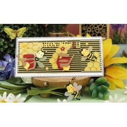 Die/skre stencil med honningkrukke, honning og ske