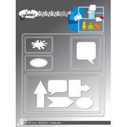 Dies/skre stencils, By Lene's BLD1535, kvadratisk ramme 13x13cm, felter og tags