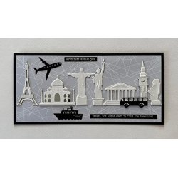 Dies/skre stencils, By Lene's BLD1562, Sevrdigheder; Frihedsgudinden, Akropolis, Taj mahal, mlle