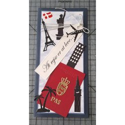 Dies/skre stencils, By Lene's BLD1564, Sevrdigheder; Paris, Rio de Janeiro, Pskeerne, Venedig