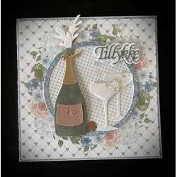 Dies/skre stencils, By Lene's BLD1573, Champagne flaske