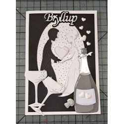 Dies/skre stencils, By Lene's BLD1574, Champagne glas