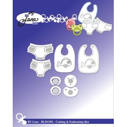 Dies/skre stencils, By Lene's BLD1581, baby tilbehr