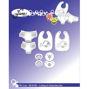 Dies/skre stencils, By Lene's BLD1581, baby tilbehr