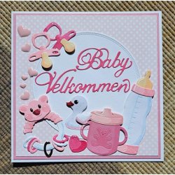 Dies/skre stencils, By Lene's BLD1661, "Velkommen Baby"