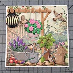 Dies/skre stencils, By Lene's BLD1685, Tilbehr til haven#2, trkasser, krukker, lavendler