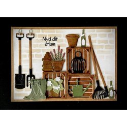 Dies/skre stencils, By Lene's BLD1685, Tilbehr til haven#2, trkasser, krukker, lavendler