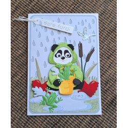 Dies/skre stencils, By Lene's BLD1728, Tilbehr til Panda BLD1727, Regntj, spand, paraply