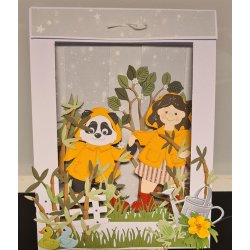 Dies/skre stencils, By Lene's BLD1728, Tilbehr til Panda BLD1727, Regntj, spand, paraply