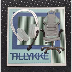 Dies/skre stencils, By Lene's BLD1734, Gamer st m/hretelefoner &amp; controller