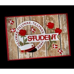 Dies/skre stencils, By Lene's BLD1740, rund ramme med teksten "TILLYKKE", studenterhue, rose