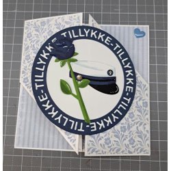 Dies/skre stencils, By Lene's BLD1740, rund ramme med teksten "TILLYKKE", studenterhue, rose