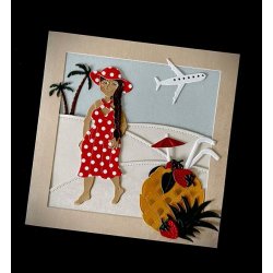 Dies/skre stencils, By Lene's BLD1743, Ananas m/drinks  tilbehr