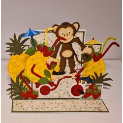 Dies/skre stencils, By Lene's BLD1743, Ananas m/drinks  tilbehr