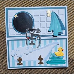 Dies/skre stencils, By Lene's BLD1758, Badekar m/tilbehr