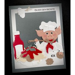 Dies/skre stencils, By Lene's BLD1762, Spaghetti m/kdboller, kecthup &amp; kotelet