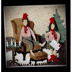 Dies/skre stencils, By Lene's BLD1797, Tilbehr til langbenet julenisse - BLD1796