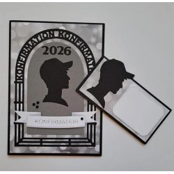 Dies/skre stencils, By Lene's BLD1810, Konfirmations-ramme &amp; silhuetter