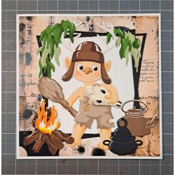 Dies/sk�re stencils, By Lene's BLD1819, Tilbeh�r til troldene (BLD1816) - b�l, stegt kylling, kedel, potte