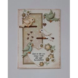 Dies/sk�re stencils, By Lene's BLD1822, Fuglebure &amp; sk�nne papeg�jer/undulater