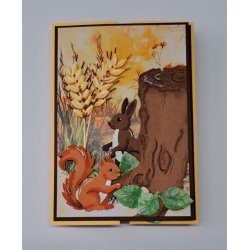 Dies/sk�re stencils, By Lene's BLD1823, Skovdyr; egern, pindsvin, gr�vling og hare/kanin