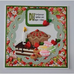 Dies/sk�re stencils, By Lene's BLD1867; Forskellige kager og jordb�r
