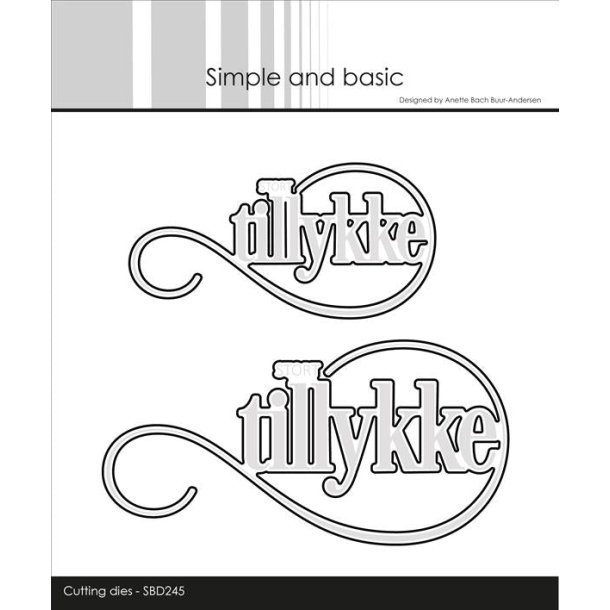 Dies/skre stencil, Simple&Basic, SBD245, Tillykke