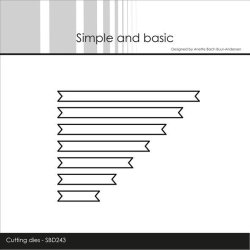 Dies/skre stencil, Simple&Basic, SBD243, mini-bannere i 0,6cm bredde