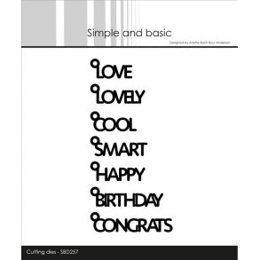 Dies/sk�re stencil, Simple&Basic, SBD257, engelske ord m/�je til oph�ng