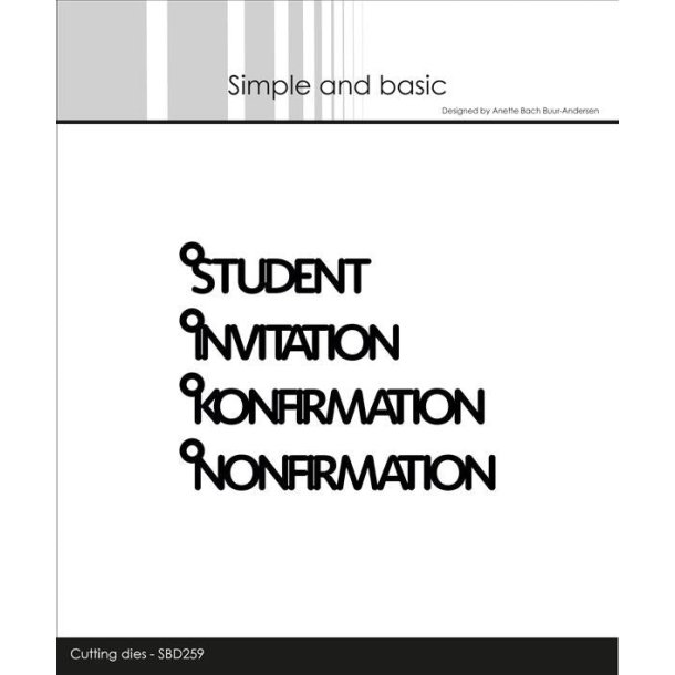 Dies/skre stencil, Simple&Basic, SBD259, ord m/je til ophng (student, kon/non-firmation)