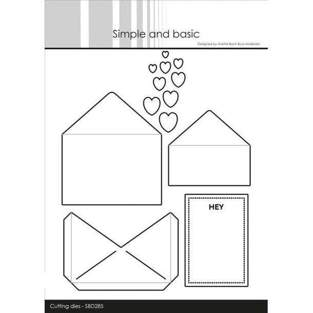 Dies/skre stencil, Simple&Basic, SBD285, konvolut m/hjerter