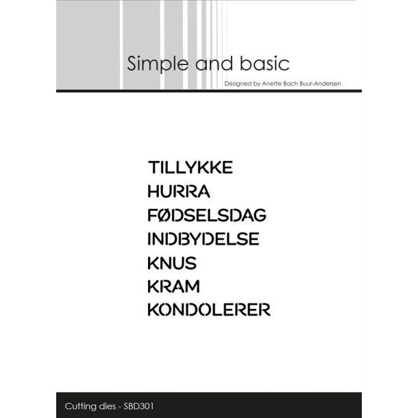 Dies/skre stencil, Simple&Basic, SBD301, tekster til bannere