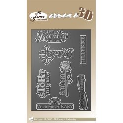 Sk�re &amp; 3D Embossing Folder fra By Lene, BLE1017; Danske tekster