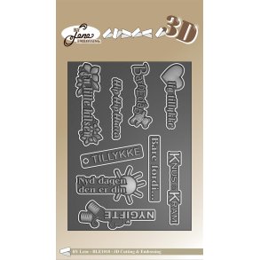 Sk�re & 3D Embossing Folder fra By Lene, BLE1018; Danske tekster #2