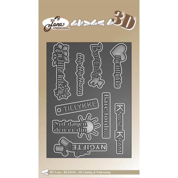 Sk�re &amp; 3D Embossing Folder fra By Lene, BLE1018; Danske tekster #2