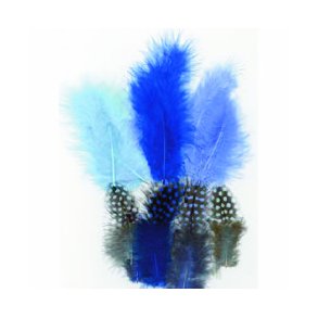 Fjermix i bl� farver, 18 stk. i pakken