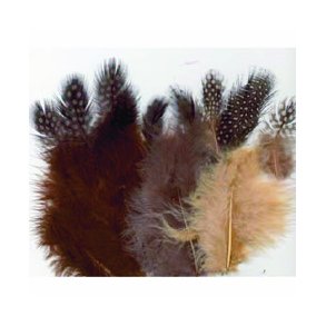 Fjermix i brune farver, 18 stk. i pakken