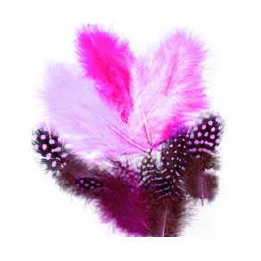 Fjermix i pink farver, 18 stk. i pakken