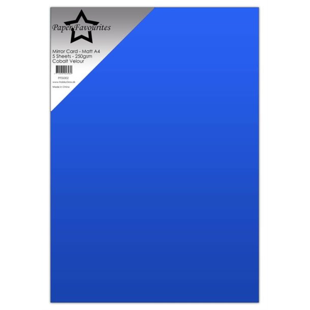 Spejlkarton A4, Kobolt-bl, mat, 250g/m2, 5ark, Paper Favourites PFSS002