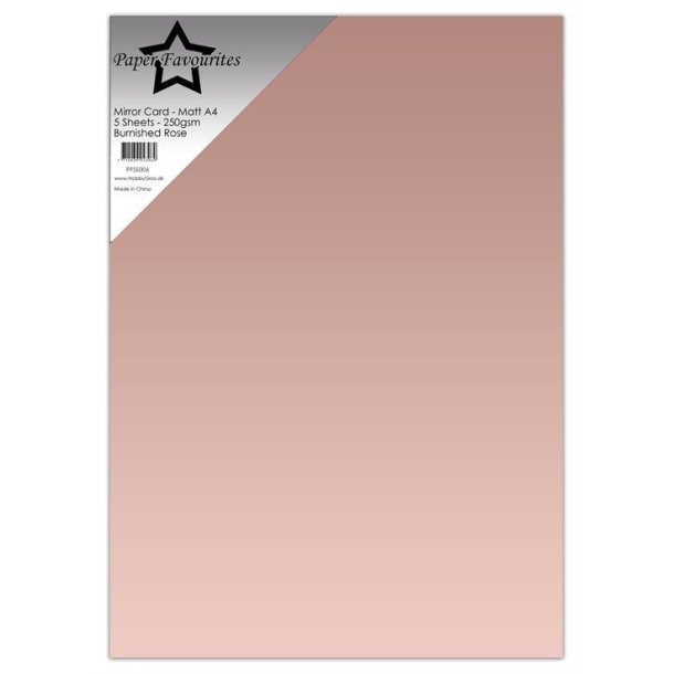 Spejlkarton A4, "Burnished Rose", 250g/m2, 5ark, Paper Favourites PFSS006