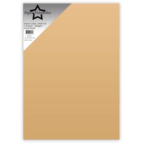 Spejlkarton A4, mat lys honning-guld "Gold Pearl", 250g/m2, 5ark, Paper Favourites PFSS007