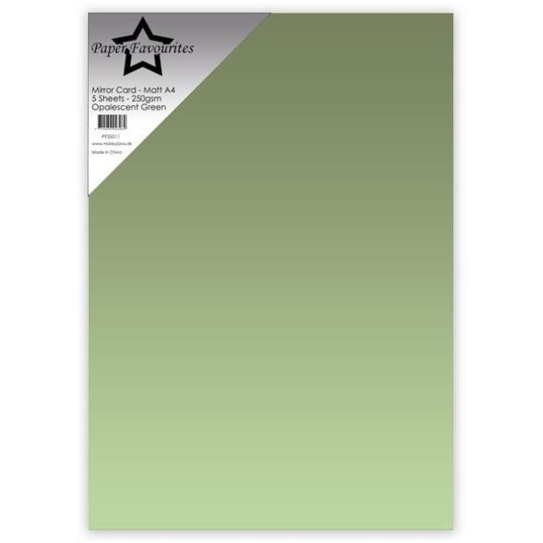 Spejlkarton A4, mat "Opalescent Green" , 250g/m2, 5ark, Paper Favourites PFSS011