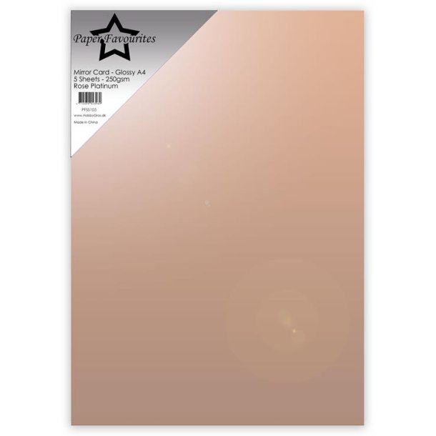 Spejlkarton A4, "Rose Platinum", 250g/m2, 5ark, Paper Favourites PFSS105, glossy