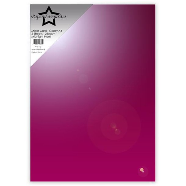 Spejlkarton A4, "Midnight Plum", 250g/m2, 5ark, Paper Favourites PFSS112, glossy
