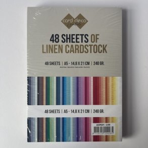 Linen karton i A5 mix-pakke, 240g, 48 ark i forskellige farver