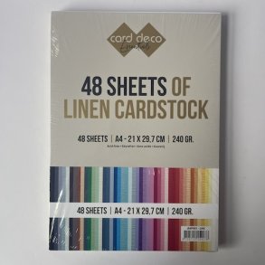Linen karton i A4 mix-pakke, 240g, 48 ark i forskellige farver